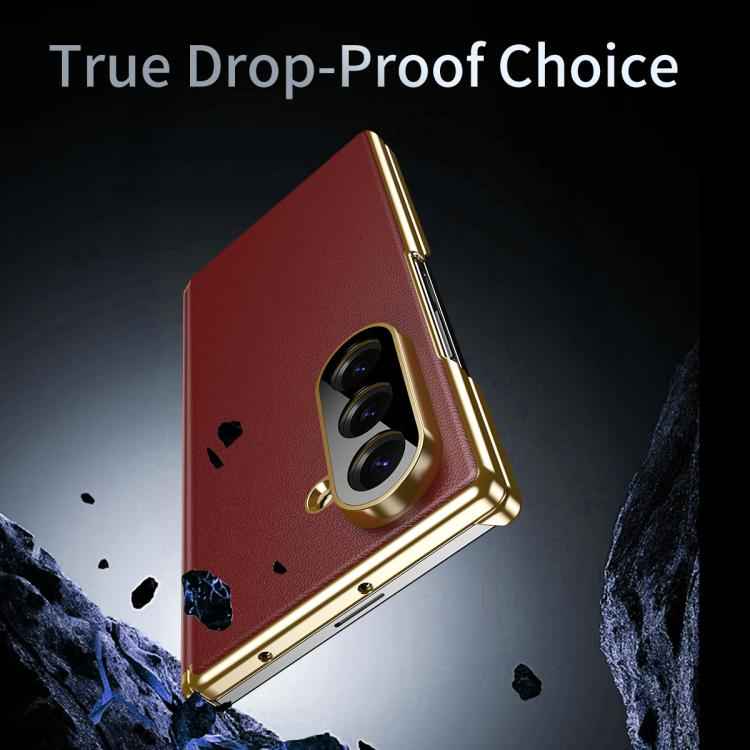 Frosted Leather Hinge Shockproof Phone Case, For Samsung Galaxy Z Fold7 5G, For Samsung Galaxy Z Fold6 5G, For Samsung Galaxy Z Fold5 5G, For Samsung Galaxy Z Fold4