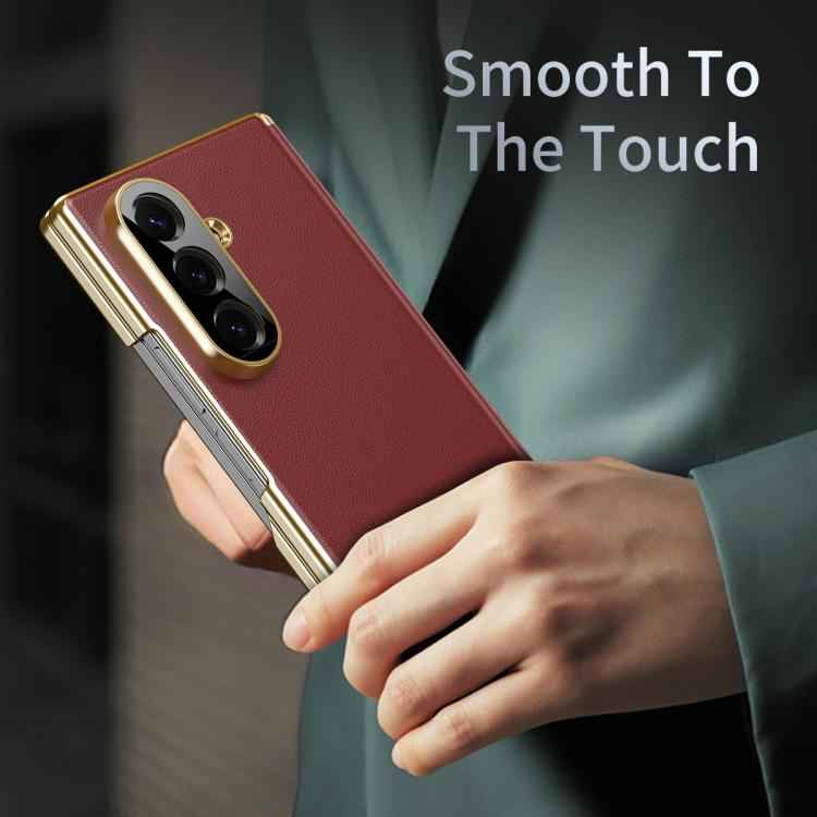 Frosted Leather Hinge Shockproof Phone Case, For Samsung Galaxy Z Fold7 5G, For Samsung Galaxy Z Fold6 5G, For Samsung Galaxy Z Fold5 5G, For Samsung Galaxy Z Fold4