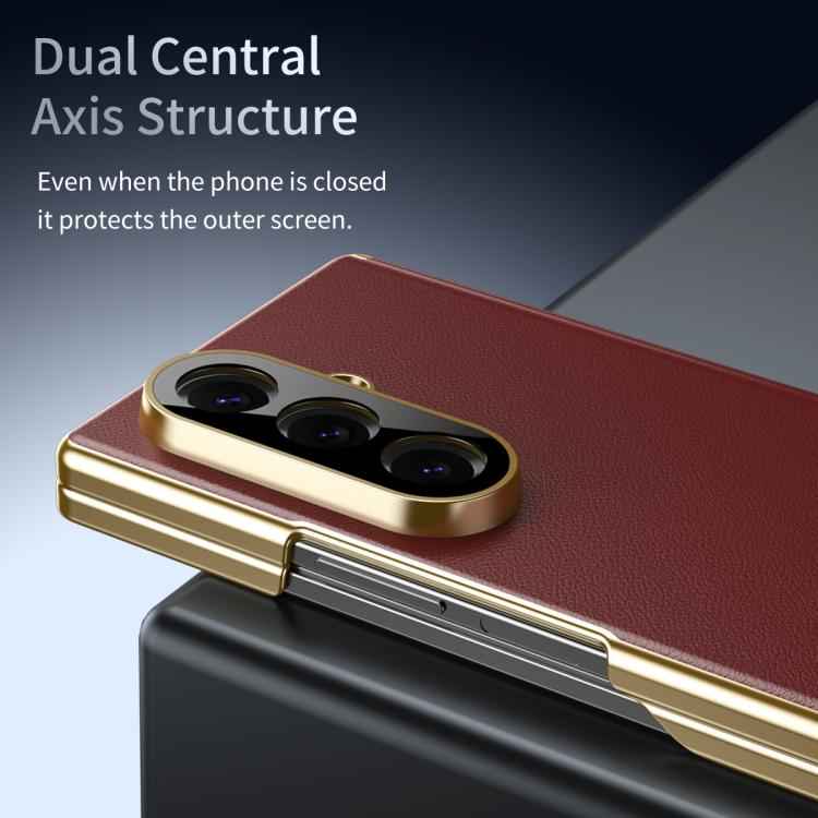 Frosted Leather Hinge Shockproof Phone Case, For Samsung Galaxy Z Fold7 5G, For Samsung Galaxy Z Fold6 5G, For Samsung Galaxy Z Fold5 5G, For Samsung Galaxy Z Fold4