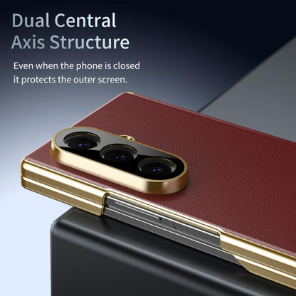 Frosted Leather Hinge Shockproof Phone Case, For Samsung Galaxy Z Fold7 5G, For Samsung Galaxy Z Fold6 5G, For Samsung Galaxy Z Fold5 5G, For Samsung Galaxy Z Fold4