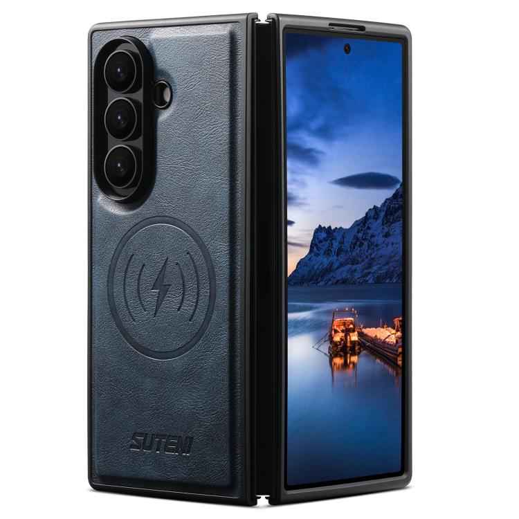 Suteni G5 Cowhide Leather Magnetic Phone Case, For Samsung Galaxy Z Fold7 5G, For Samsung Galaxy Z Fold6