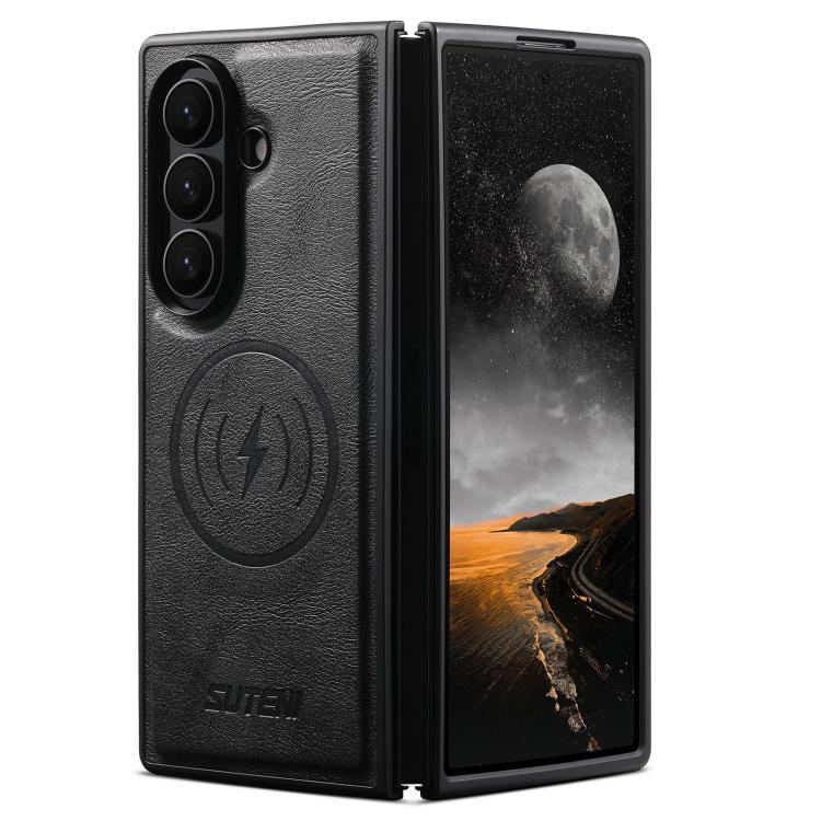 Suteni G5 Cowhide Leather Magnetic Phone Case, For Galaxy Z Fold8 Ultra 5G, For Samsung Galaxy Z Fold7 5G, For Samsung Galaxy Z Fold6