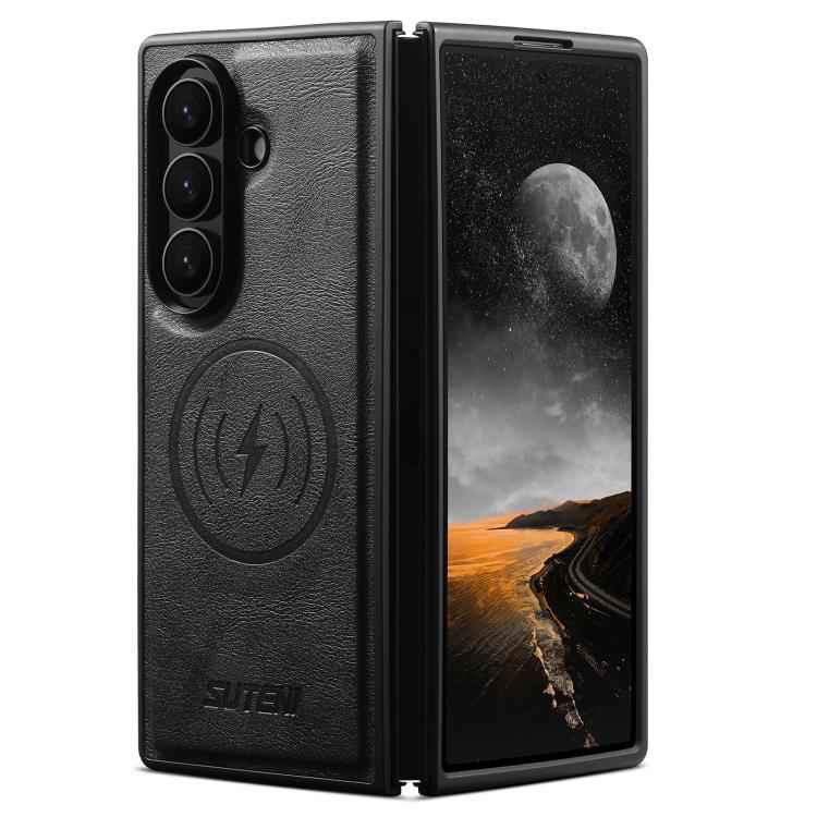 Suteni G5 Cowhide Leather Magnetic Phone Case, For Samsung Galaxy Z Fold7 5G, For Samsung Galaxy Z Fold6