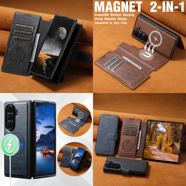 Suteni Q05 2-in-1 Multi-function Detachable Wallet MagSafe Phone Case, For Galaxy Z Fold8 Ultra 5G, For Galaxy Z Fold7 5G, For Galaxy Z Fold6