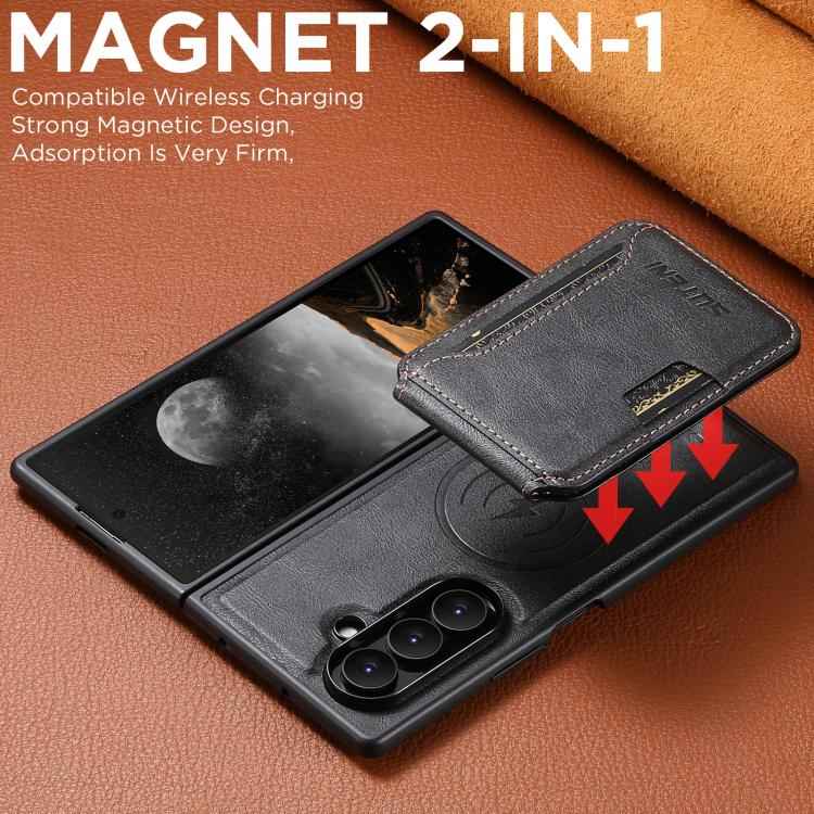 Suteni M3 Card Bag MagSafe Cowhide Texture Leather Phone Case, For Samsung Galaxy Z Fold7 5G, For Samsung Galaxy Z Fold6