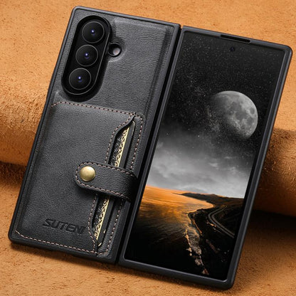 Suteni M4 Magnetic Card Bag MagSafe Leather Phone Case, For Galaxy Z Fold8 Ultra 5G, For Galaxy Z Fold7 5G, For Galaxy Z Fold6