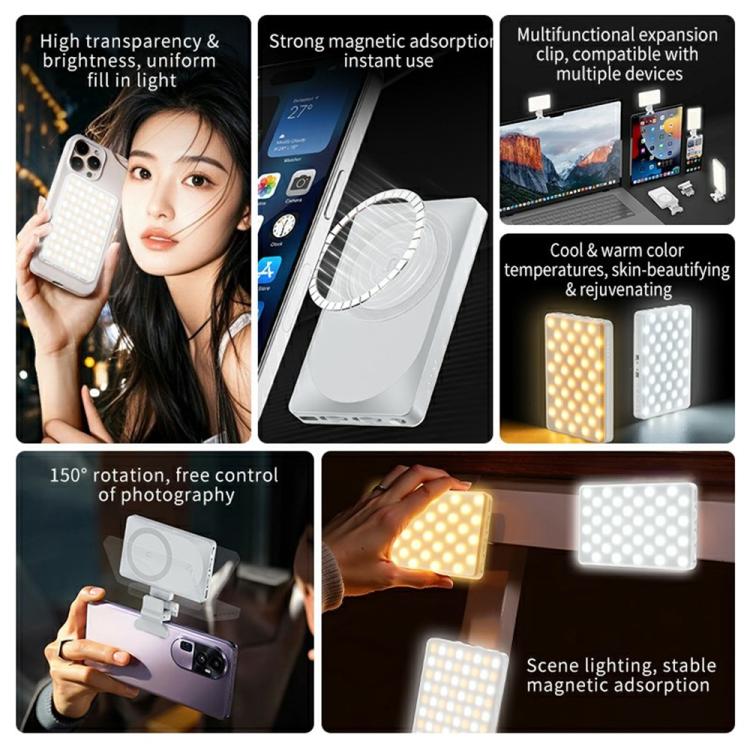 V22A For Phone Camera Live Streaming 4W Power Portable Pocket 80 LED Light MagSafe Magnetic Fill Light