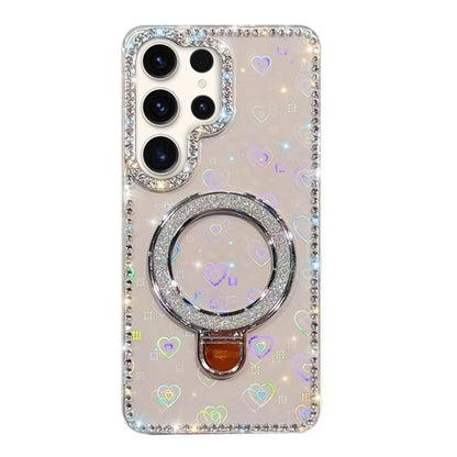 Rhinestone Glitter Kickstand Dual-side IMD Phone Case, For Samsung Galaxy A35 5G, For Samsung Galaxy S24 Ultra 5G, For Samsung Galaxy S24+ 5G, For Samsung Galaxy S24 5G, For Samsung Galaxy S23 Ultra 5G
