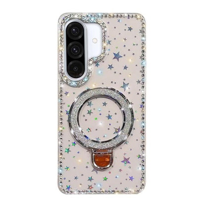 Rhinestone Glitter Kickstand Dual-side IMD Phone Case, For Samsung Galaxy A36 5G, For Samsung Galaxy S25 5G, For Samsung Galaxy S25+ 5G, For Samsung Galaxy S25 Ultra 5G, For Samsung Galaxy A16 5G, For Samsung Galaxy S24 FE 5G, For Samsung Galaxy A15 5G...