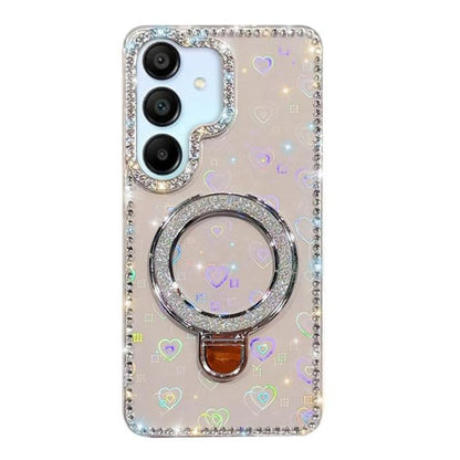 Rhinestone Glitter Kickstand Dual-side IMD Phone Case, For Samsung Galaxy A36 5G, For Samsung Galaxy S25 5G, For Samsung Galaxy S25+ 5G, For Samsung Galaxy S25 Ultra 5G, For Samsung Galaxy A16 5G, For Samsung Galaxy S24 FE 5G, For Samsung Galaxy A15 5G...