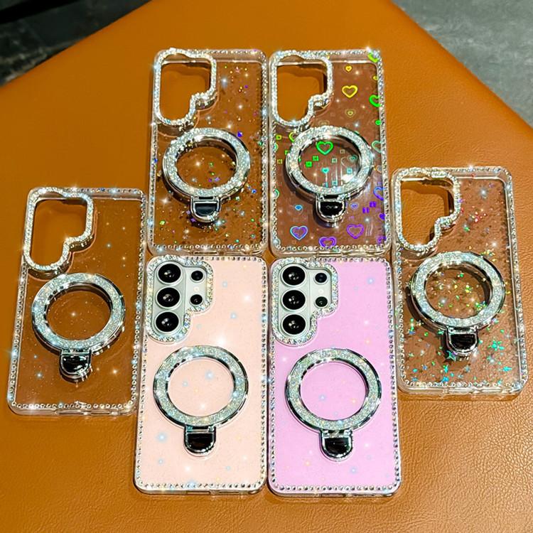 Rhinestone Glitter Kickstand Dual-side IMD Phone Case, For Samsung Galaxy A35 5G, For Samsung Galaxy S24 Ultra 5G, For Samsung Galaxy S24+ 5G, For Samsung Galaxy S24 5G, For Samsung Galaxy S23 Ultra 5G