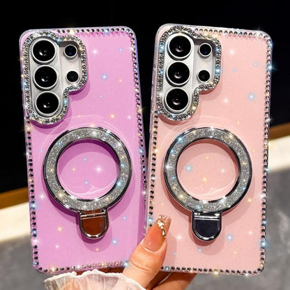 Rhinestone Glitter Kickstand Dual-side IMD Phone Case, For Samsung Galaxy S26+ 5G, For Samsung Galaxy S26 Ultra 5G, For Samsung Galaxy S26 5G, For Samsung Galaxy S25 FE  5G, For Samsung Galaxy A07, For Samsung Galaxy A17 5G, For Samsung Galaxy A56 5G  ...