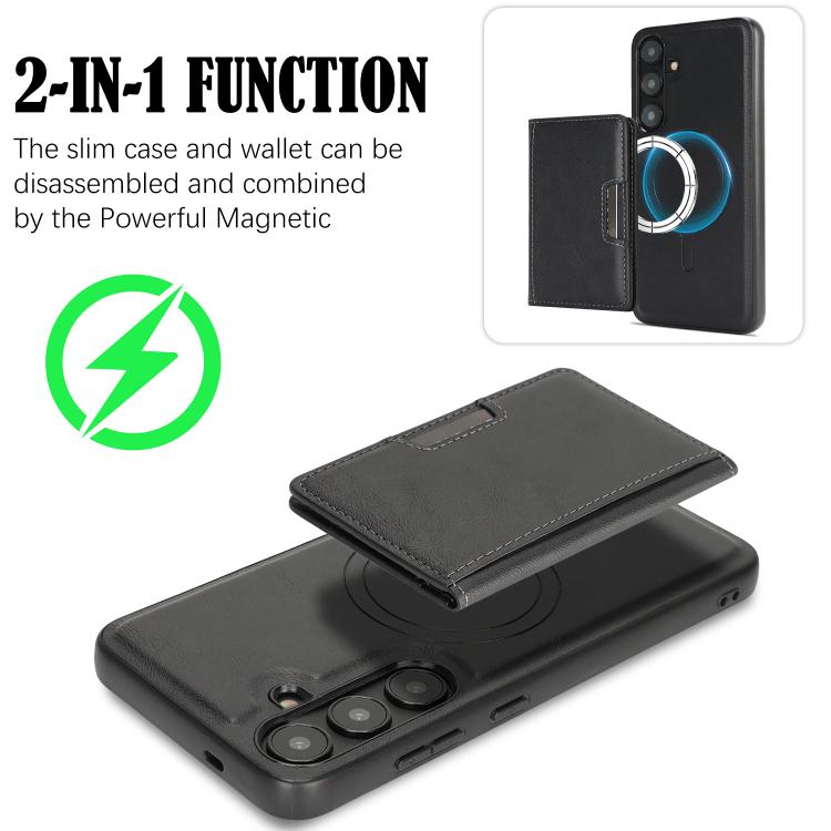 Kalebol Strong MagSafe Magnetic Two-Fold Card Bag Leather Phone Case, For Galaxy S26+ 5G, For Galaxy S26 Ultra 5G, For Galaxy S26 5G, For Galaxy S25 5G, For Galaxy S25+ 5G, For Galaxy S25 Ultra 5G, For Galaxy S24 Ultra 5G, For Galaxy S24+ 5G