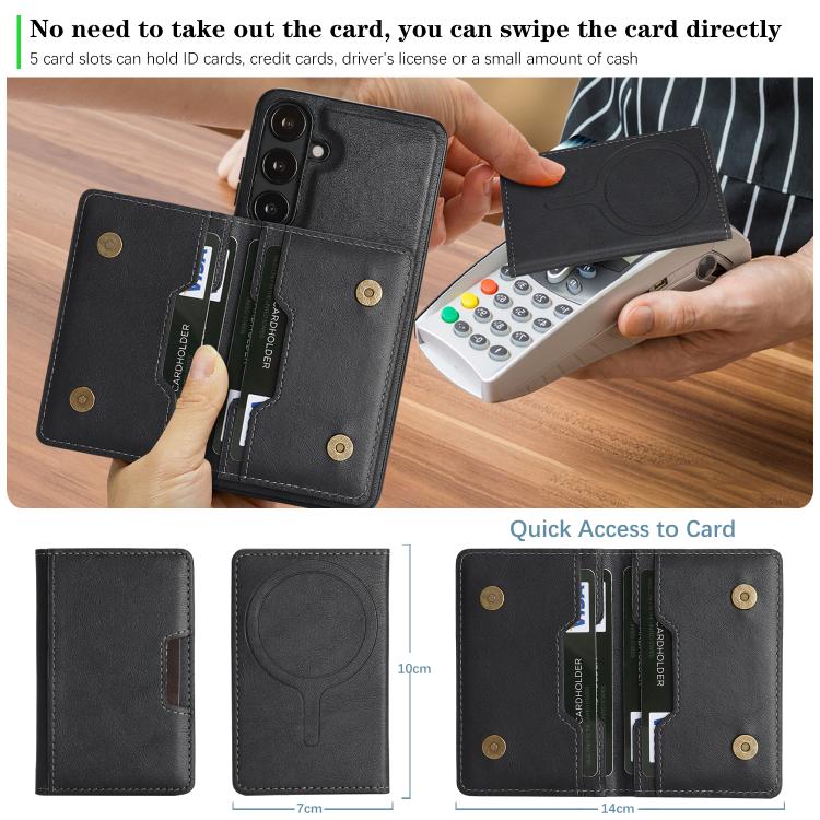 Kalebol Strong MagSafe Magnetic Two-Fold Card Bag Leather Phone Case, For Galaxy S26+ 5G, For Galaxy S26 Ultra 5G, For Galaxy S26 5G, For Galaxy S25 5G, For Galaxy S25+ 5G, For Galaxy S25 Ultra 5G, For Galaxy S24 Ultra 5G, For Galaxy S24+ 5G
