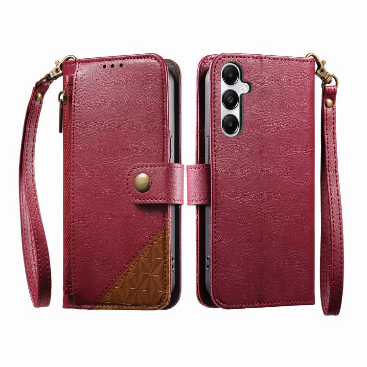 Splicing Zipper Wallet Vegan Leather Phone Case with Strap, For Samsung Galaxy A25 5G, For Samsung Galaxy S23 FE 5G, For Samsung Galaxy A14, For Samsung Galaxy S23 Ultra 5G, For Samsung Galaxy S23+ 5G, For Samsung Galaxy S23 5G, For Samsung Galaxy A13 ...