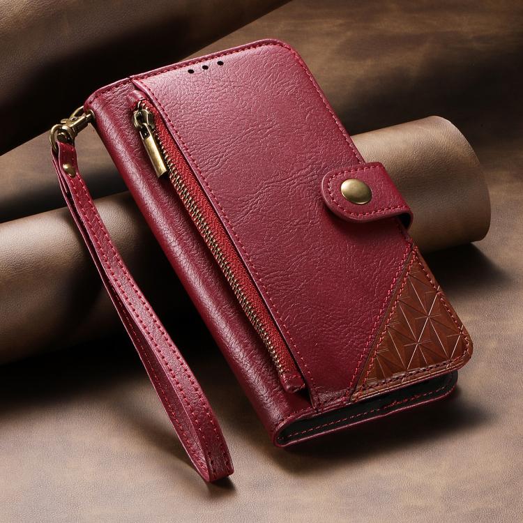 Splicing Zipper Wallet Vegan Leather Phone Case with Strap, For Samsung Galaxy A25 5G, For Samsung Galaxy S23 FE 5G, For Samsung Galaxy A14, For Samsung Galaxy S23 Ultra 5G, For Samsung Galaxy S23+ 5G, For Samsung Galaxy S23 5G, For Samsung Galaxy A13 ...