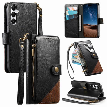 Splicing Zipper Wallet Vegan Leather Phone Case with Strap, For Samsung Galaxy A25 5G, For Samsung Galaxy S23 FE 5G, For Samsung Galaxy A14, For Samsung Galaxy S23 Ultra 5G, For Samsung Galaxy S23+ 5G, For Samsung Galaxy S23 5G, For Samsung Galaxy A13 ...