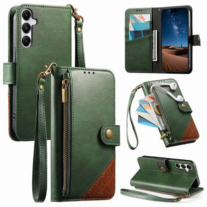 Splicing Zipper Wallet Vegan Leather Phone Case with Strap, For Samsung Galaxy A25 5G, For Samsung Galaxy S23 FE 5G, For Samsung Galaxy A14, For Samsung Galaxy S23 Ultra 5G, For Samsung Galaxy S23+ 5G, For Samsung Galaxy S23 5G, For Samsung Galaxy A13 ...