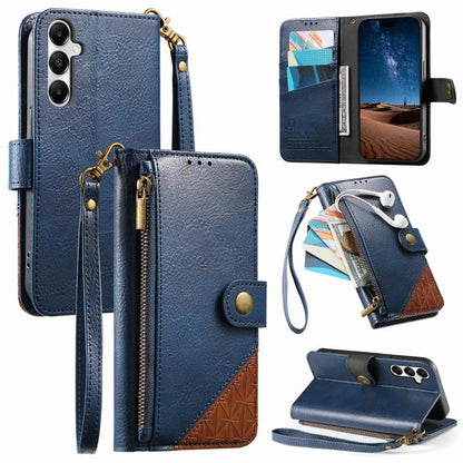 Splicing Zipper Wallet Vegan Leather Phone Case with Strap, For Samsung Galaxy A25 5G, For Samsung Galaxy S23 FE 5G, For Samsung Galaxy A14, For Samsung Galaxy S23 Ultra 5G, For Samsung Galaxy S23+ 5G, For Samsung Galaxy S23 5G, For Samsung Galaxy A13 ...