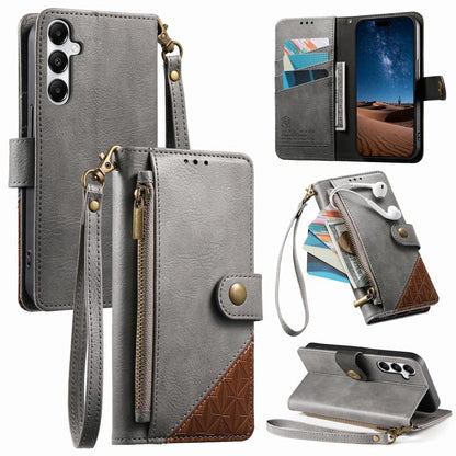 Splicing Zipper Wallet Vegan Leather Phone Case with Strap, For Samsung Galaxy A25 5G, For Samsung Galaxy S23 FE 5G, For Samsung Galaxy A14, For Samsung Galaxy S23 Ultra 5G, For Samsung Galaxy S23+ 5G, For Samsung Galaxy S23 5G, For Samsung Galaxy A13 ...
