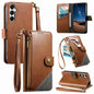 Splicing Zipper Wallet Vegan Leather Phone Case with Strap, For Samsung Galaxy A25 5G, For Samsung Galaxy S23 FE 5G, For Samsung Galaxy A14, For Samsung Galaxy S23 Ultra 5G, For Samsung Galaxy S23+ 5G, For Samsung Galaxy S23 5G, For Samsung Galaxy A13 ...