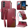 Splicing Zipper Wallet Vegan Leather Phone Case with Strap, For Samsung Galaxy S24 / S25 5G, For Samsung Galaxu S24+ / S25+ 5G, For Samsung Galaxy S25 Ultra 5G, For Samsung Galaxy S24 FE 5G, For Samsung Galaxy A15 5G, For Samsung Galaxy A55 5G         ...