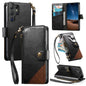 Splicing Zipper Wallet Vegan Leather Phone Case with Strap, For Samsung Galaxy S24 / S25 5G, For Samsung Galaxu S24+ / S25+ 5G, For Samsung Galaxy S25 Ultra 5G, For Samsung Galaxy S24 FE 5G, For Samsung Galaxy A15 5G, For Samsung Galaxy A55 5G         ...