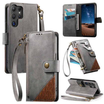 Splicing Zipper Wallet Vegan Leather Phone Case with Strap, For Samsung Galaxy A25 5G, For Samsung Galaxy S23 FE 5G, For Samsung Galaxy A14, For Samsung Galaxy S23 Ultra 5G, For Samsung Galaxy S23+ 5G, For Samsung Galaxy S23 5G, For Samsung Galaxy A13 ...