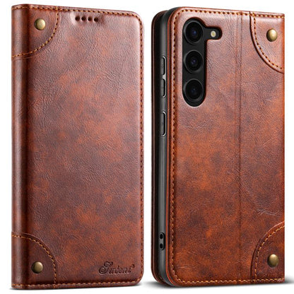 Suteni Baroque Calf Texture Buckle Wallet Leather Phone Case, For Samsung Galaxy S26+ 5G, For Samsug Galaxy S26 Ultra 5G, For Samsug Galaxy S26 5G, For Samsug Galaxy S25 5G, For Samsung Galaxy S25+ 5G, For Samsug Galaxy S25 Ultra 5G