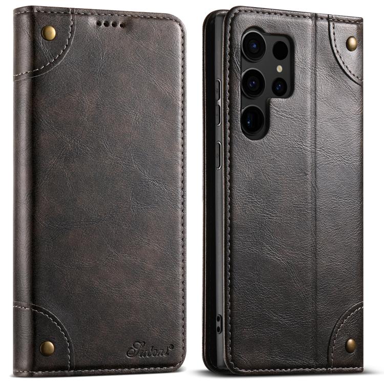 Suteni Baroque Calf Texture Buckle Wallet Leather Phone Case, For Samsung Galaxy S26+ 5G, For Samsug Galaxy S26 Ultra 5G, For Samsug Galaxy S26 5G, For Samsug Galaxy S25 5G, For Samsung Galaxy S25+ 5G, For Samsug Galaxy S25 Ultra 5G