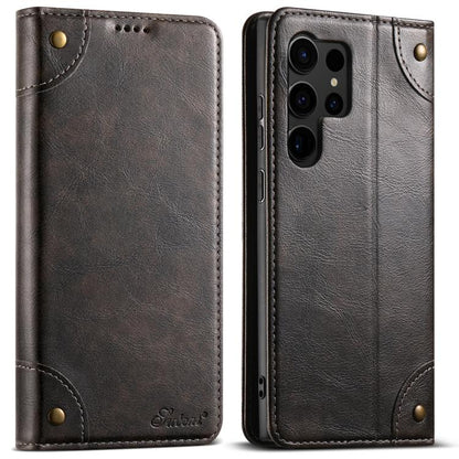 Suteni Baroque Calf Texture Buckle Wallet Leather Phone Case, For Samsung Galaxy S26+ 5G, For Samsug Galaxy S26 Ultra 5G, For Samsug Galaxy S26 5G, For Samsug Galaxy S25 5G, For Samsung Galaxy S25+ 5G, For Samsug Galaxy S25 Ultra 5G
