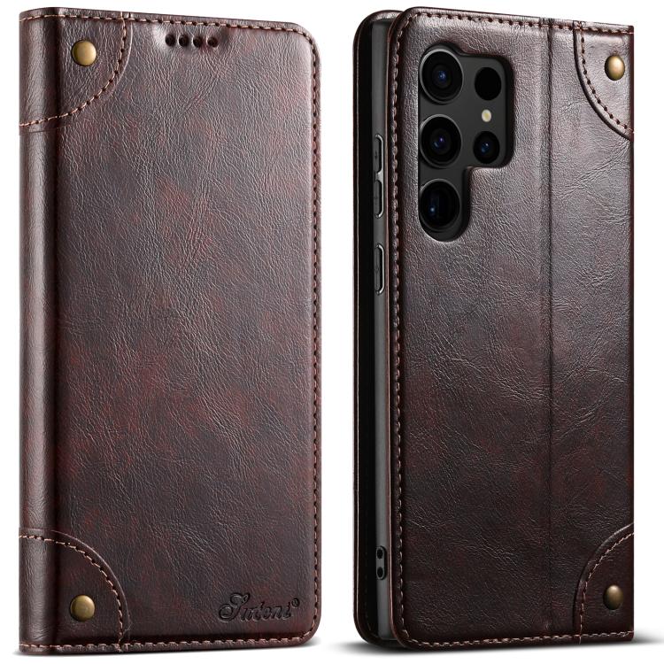 Suteni Baroque Calf Texture Buckle Wallet Leather Phone Case, For Samsung Galaxy S26+ 5G, For Samsug Galaxy S26 Ultra 5G, For Samsug Galaxy S26 5G, For Samsug Galaxy S25 5G, For Samsung Galaxy S25+ 5G, For Samsug Galaxy S25 Ultra 5G
