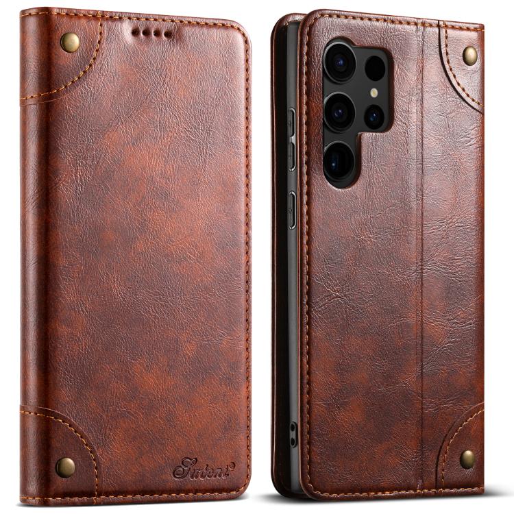 Suteni Baroque Calf Texture Buckle Wallet Leather Phone Case, For Samsung Galaxy S26+ 5G, For Samsug Galaxy S26 Ultra 5G, For Samsug Galaxy S26 5G, For Samsug Galaxy S25 5G, For Samsung Galaxy S25+ 5G, For Samsug Galaxy S25 Ultra 5G