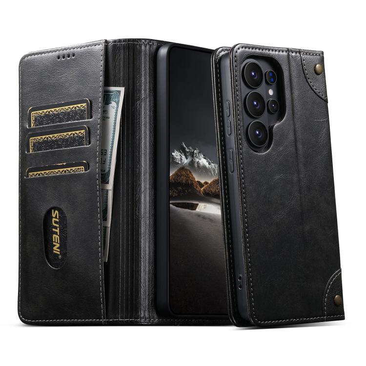 Suteni Baroque Calf Texture Buckle Wallet Leather Phone Case, For Samsung Galaxy S26+ 5G, For Samsug Galaxy S26 Ultra 5G, For Samsug Galaxy S26 5G, For Samsug Galaxy S25 5G, For Samsung Galaxy S25+ 5G, For Samsug Galaxy S25 Ultra 5G