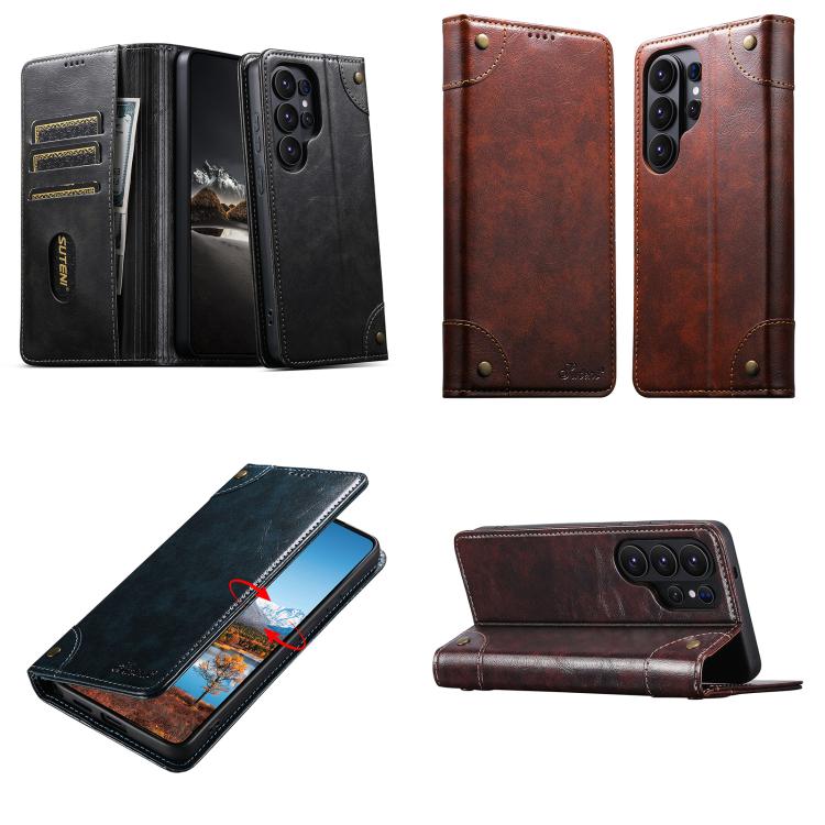 Suteni Baroque Calf Texture Buckle Wallet Leather Phone Case, For Samsung Galaxy S26+ 5G, For Samsug Galaxy S26 Ultra 5G, For Samsug Galaxy S26 5G, For Samsug Galaxy S25 5G, For Samsung Galaxy S25+ 5G, For Samsug Galaxy S25 Ultra 5G