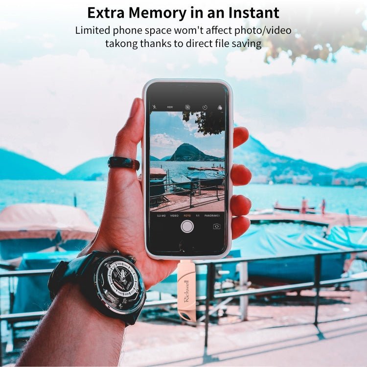 Richwell  DXZ128 USB Flash Disk 128G 3 in 1 Micro USB + 8 Pin + USB 3.0 Compatible IPhone & IOS