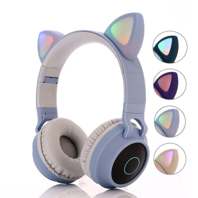 Cute Cat Ear Bluetooth 5.0 Headphones Foldable On-Ear Stereo Wireless Headset Headphone with Mic / LED Light / FM Radio / TF Card