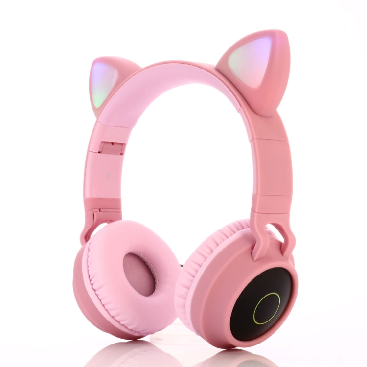 Cute Cat Ear Bluetooth 5.0 Headphones Foldable On-Ear Stereo Wireless Headset Headphone with Mic / LED Light / FM Radio / TF Card