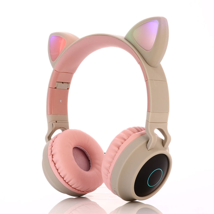 Cute Cat Ear Bluetooth 5.0 Headphones Foldable On-Ear Stereo Wireless Headset Headphone with Mic / LED Light / FM Radio / TF Card