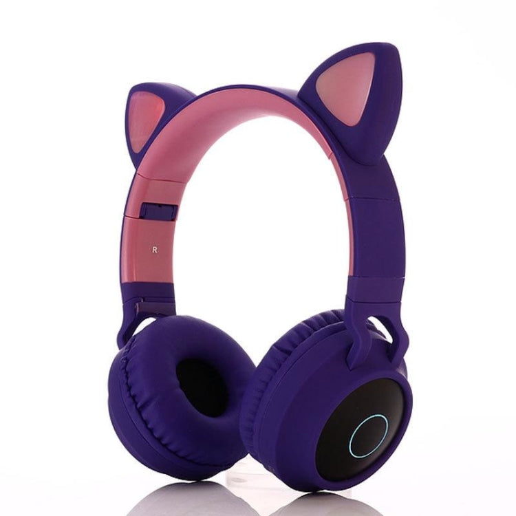 Cute Cat Ear Bluetooth 5.0 Headphones Foldable On-Ear Stereo Wireless Headset Headphone with Mic / LED Light / FM Radio / TF Card