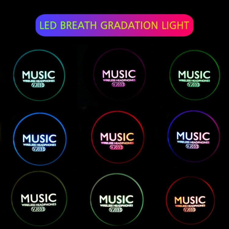 VJ033 Multi-function Upgrade Bluetooth 5.0 Headset Stereo Wireless LED Microphone FM Radio Headset