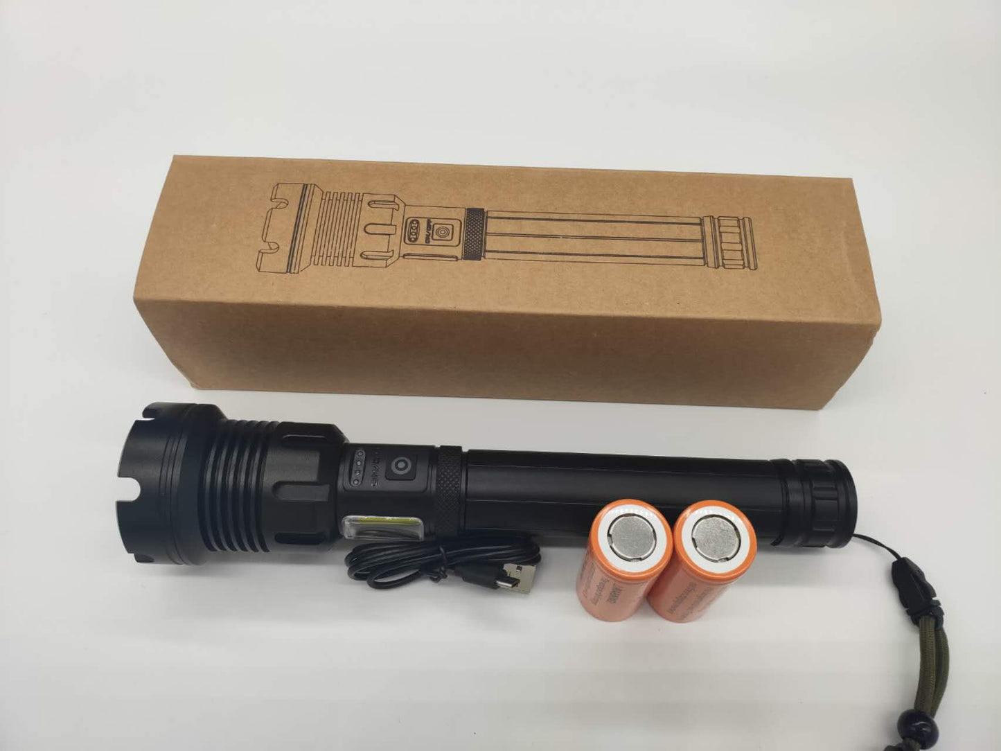 LED Torch Rechargeable High Lumens Flashlight with two 26650 Batteries dealonline.co.nz