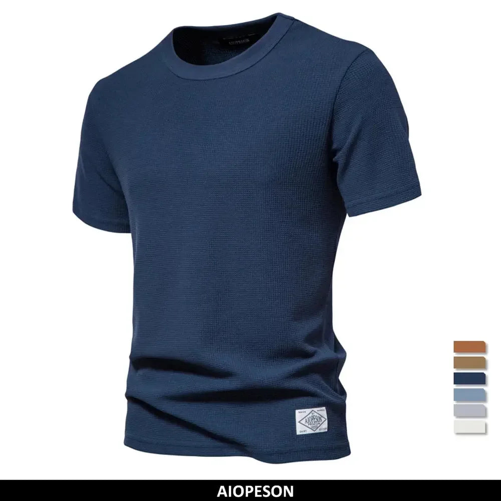 AIOPESON's Solid Colour Waffle T-Shirts - ShopHub