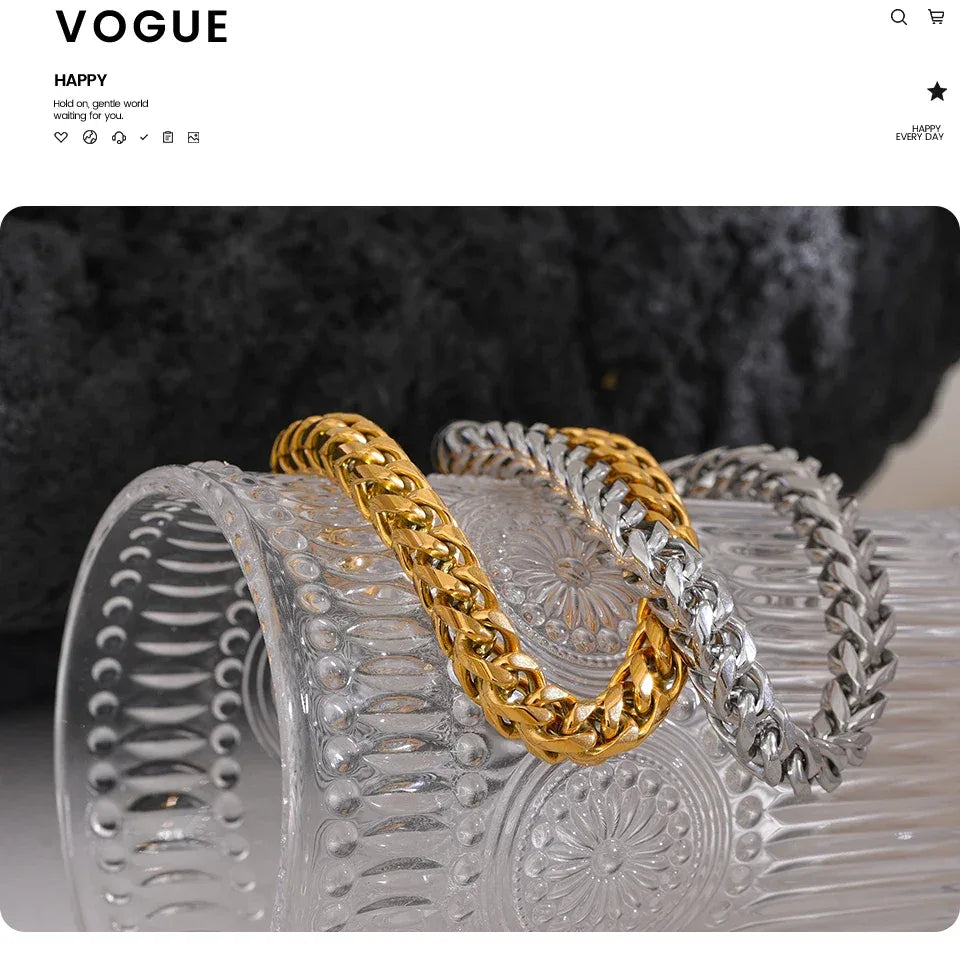 High-Quality Stainless Steel Round Cuban Chain Bracelet - ShopHub