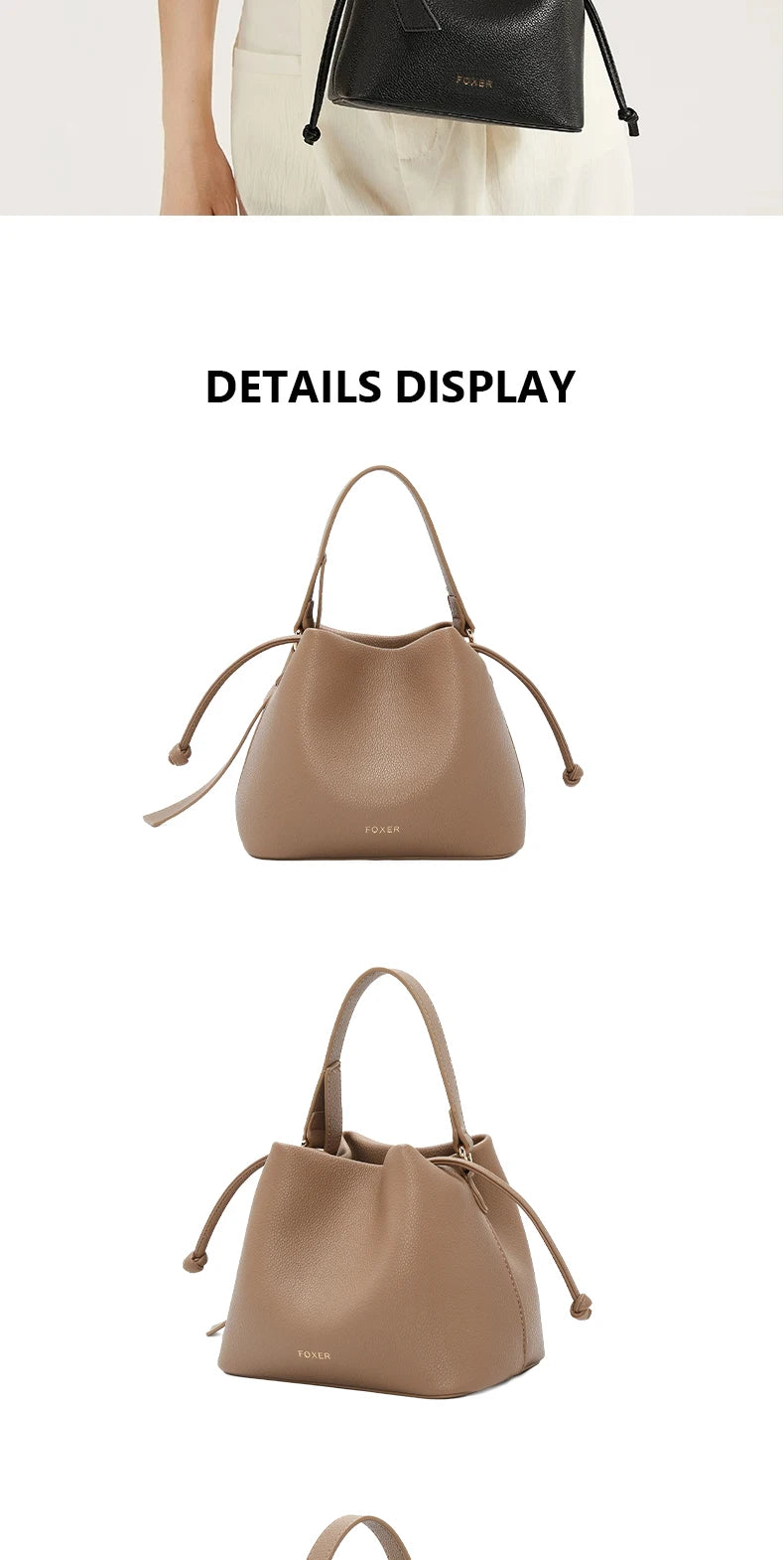 FOXER Brand Women's Top-handle Bucket Bag  2026 New Trendy Hot Selling Fashion Versatile Female Shoulder Crossbody Bag Purse
