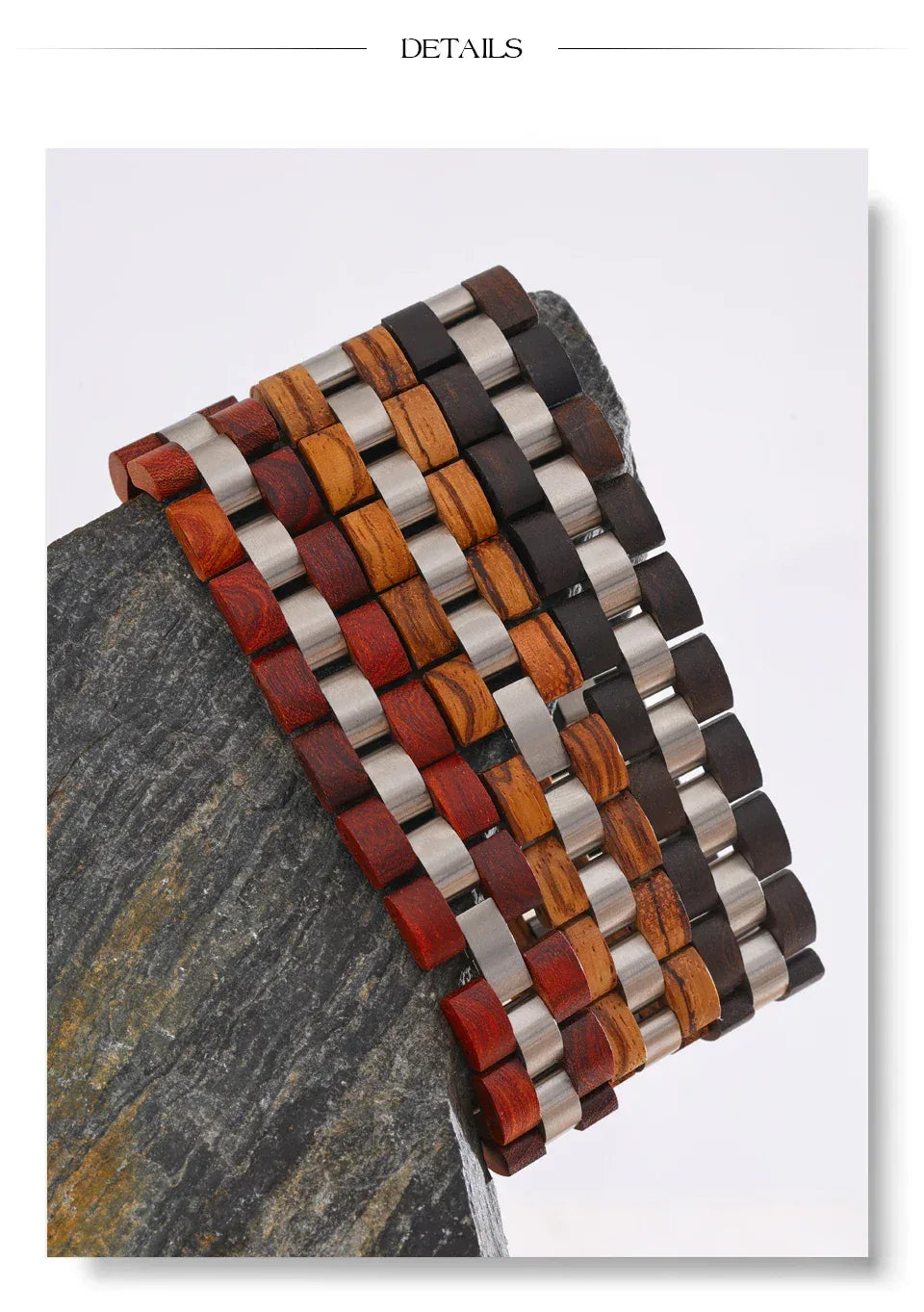 22cm Men's Natural Wood Chain Wide Bracelet - ShopHub