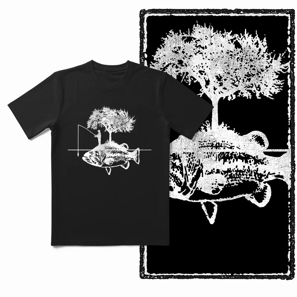 COOLMIND Z1018 Funny Fishing Graphic Cotton Tee