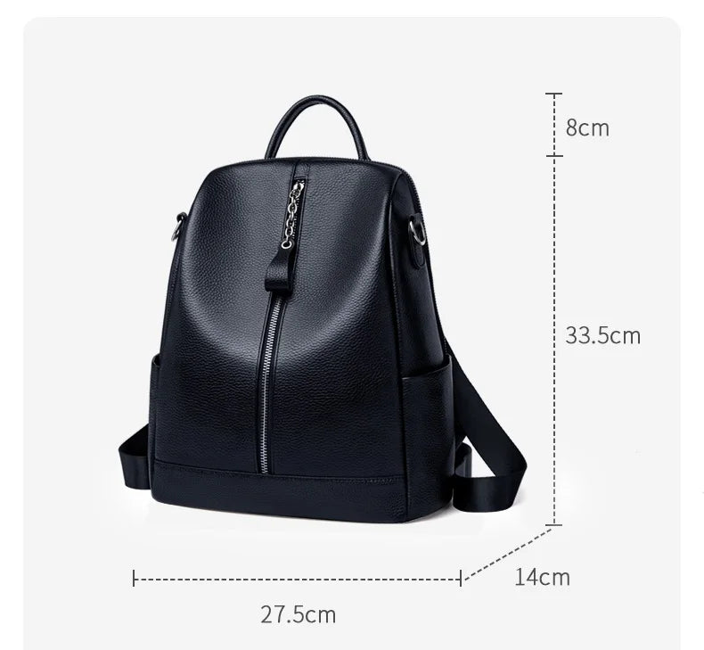 ZOOLER HOT Full Genuine Leather Backpack Women Fashion Backpack Black College Girls Bags Zipper Design Real Leather Bags #hs222