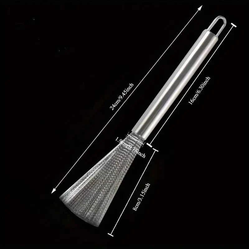 Commercial Stainless Steel Scrubber | Heavy Duty Long Handle Rust-Resistant for Pots/Pans & Grill Cleaning