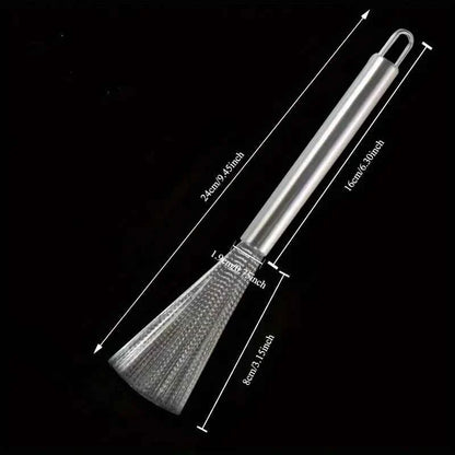 Commercial Stainless Steel Scrubber | Heavy Duty Long Handle Rust-Resistant for Pots/Pans & Grill Cleaning